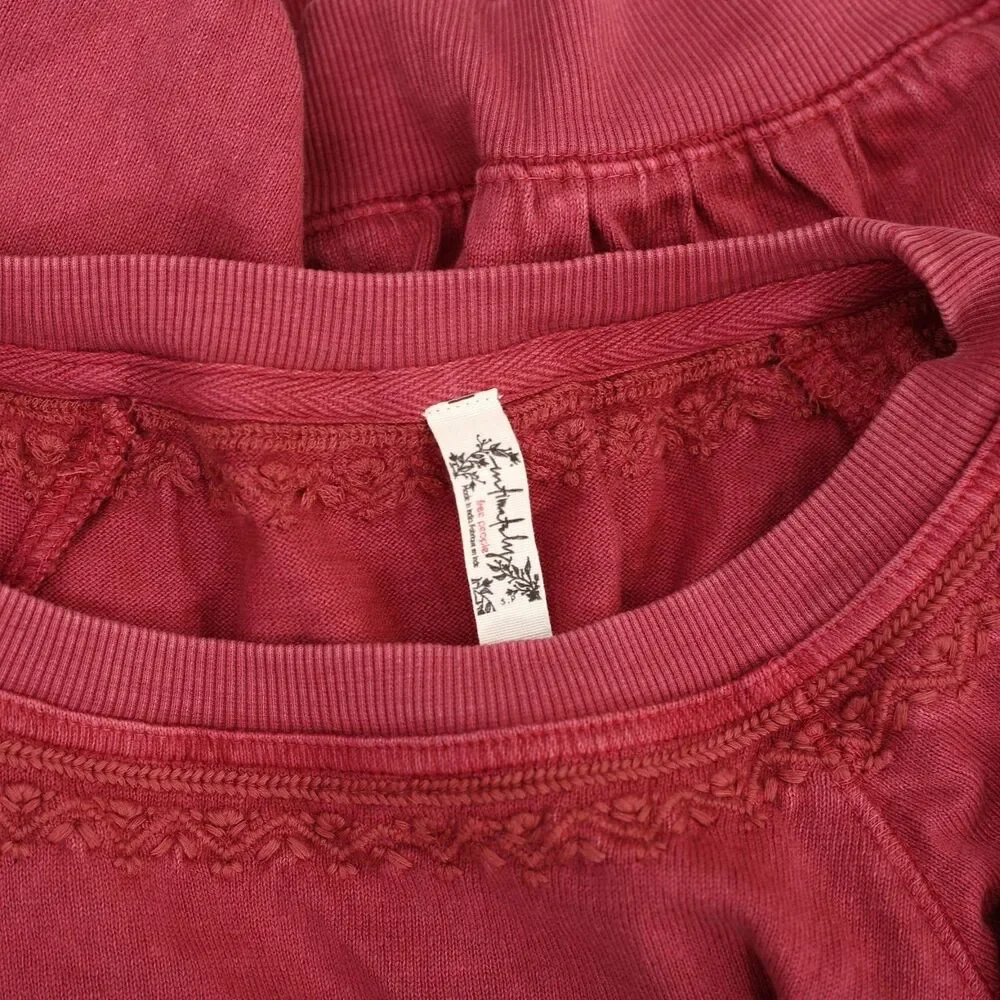 Free People Intimately Feeling Special Pullover Blouse Top Embroidered XL 286928